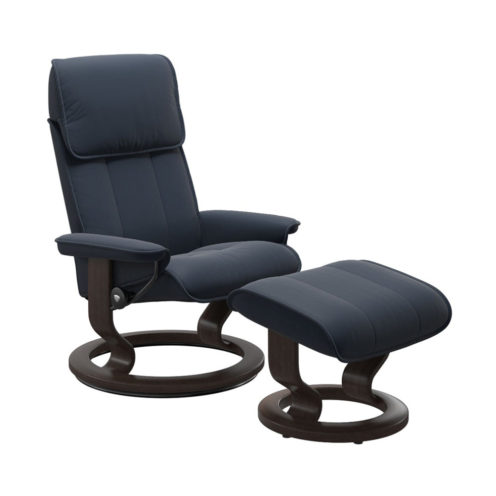 Stressless Admiral Classic Chair & Ottoman Living Room Ekornes Large Paloma Oxford Blue Wenge