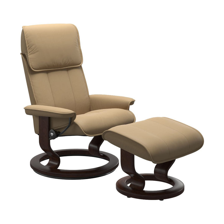 Stressless Admiral Classic Chair & Ottoman Living Room Ekornes Large Paloma Sand Brown