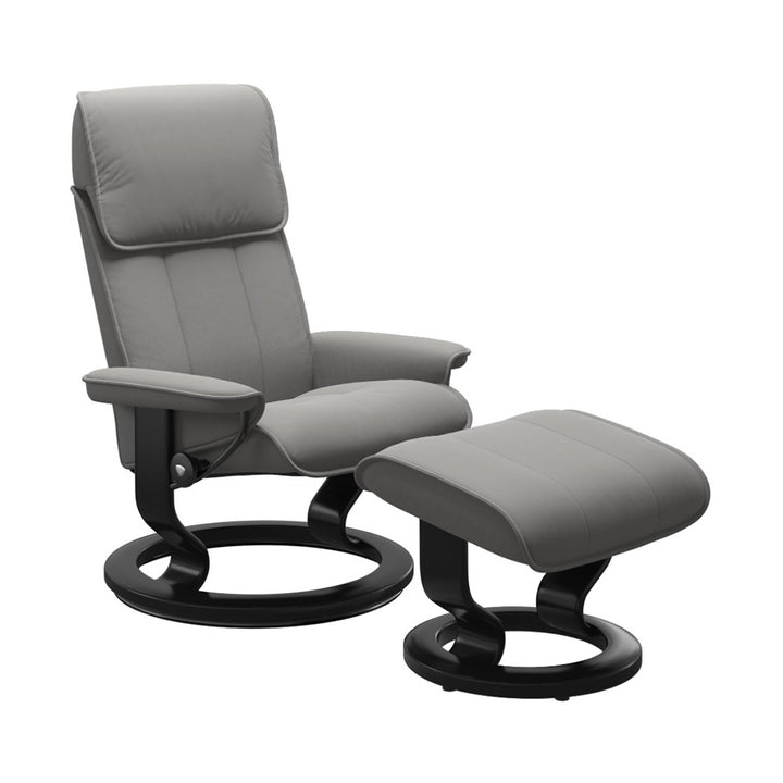 Stressless Admiral Classic Chair & Ottoman Living Room Ekornes Large Paloma Silver Grey Black