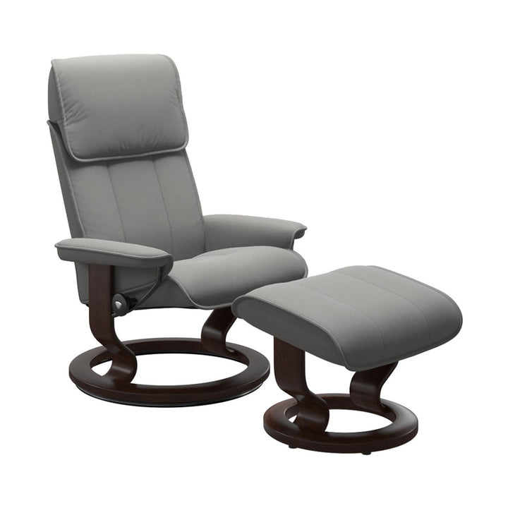 Stressless Admiral Classic Chair & Ottoman Living Room Ekornes Large Paloma Silver Grey Brown