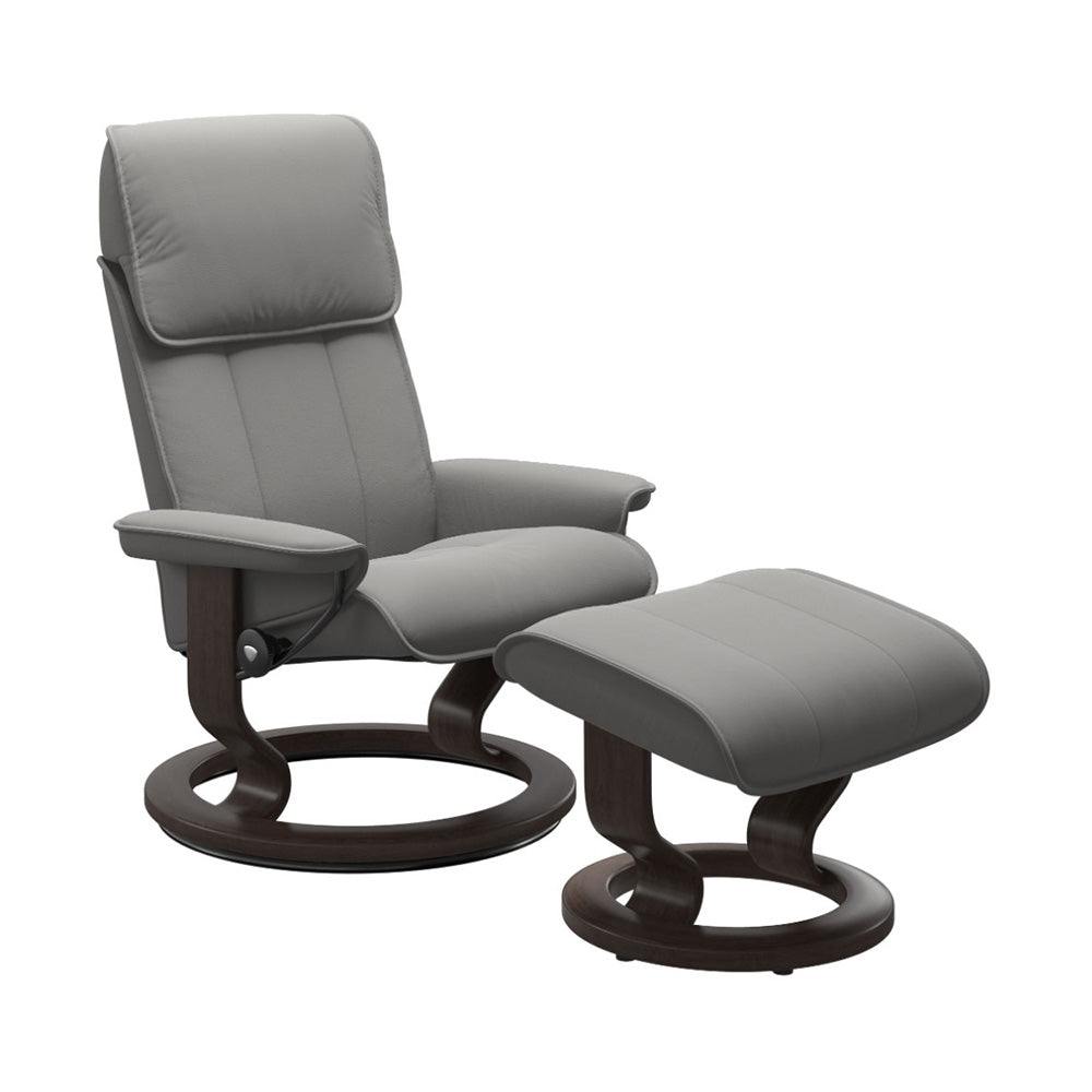 Stressless Admiral Classic Chair & Ottoman Living Room Ekornes Large Paloma Silver Grey Wenge