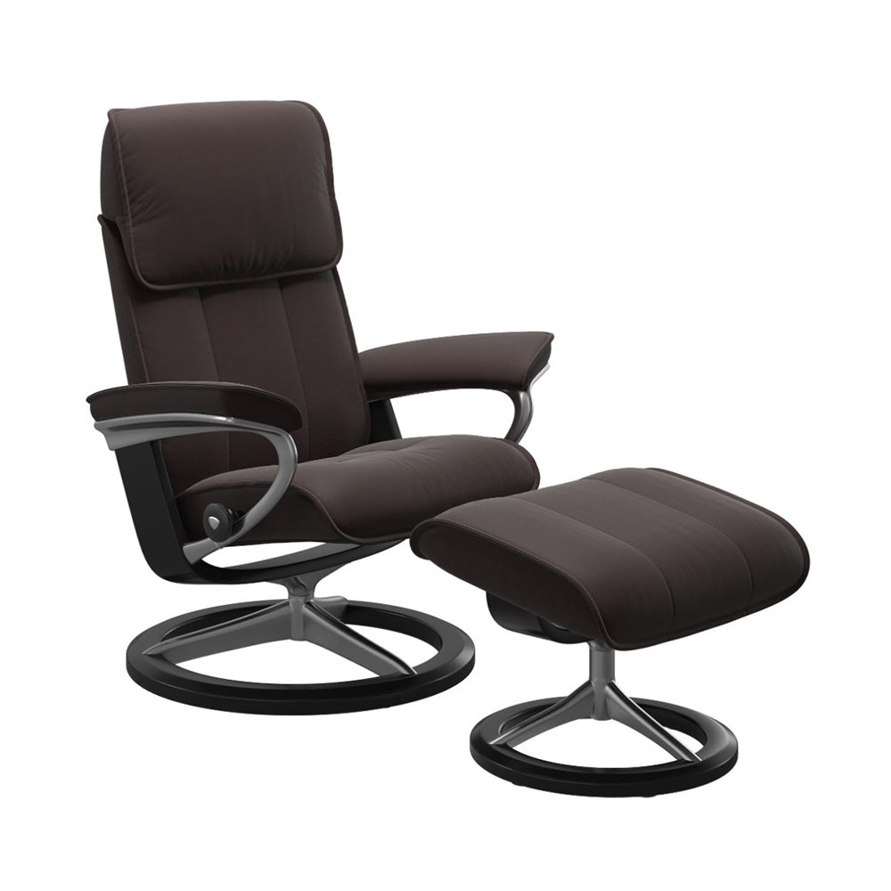 Stressless Admiral Signature Chair & Ottoman Living Room Ekornes Large Paloma Chocolate Black