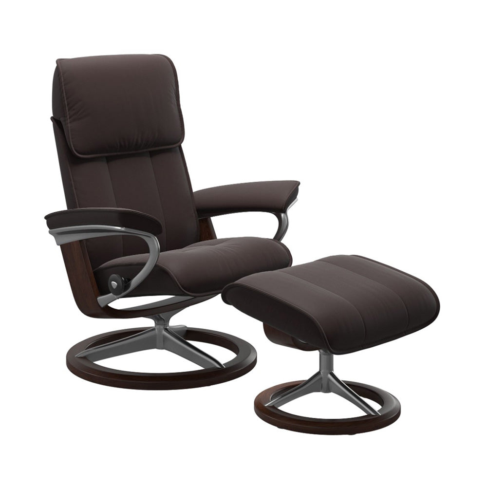 Stressless Admiral Signature Chair & Ottoman Living Room Ekornes Large Paloma Chocolate Brown