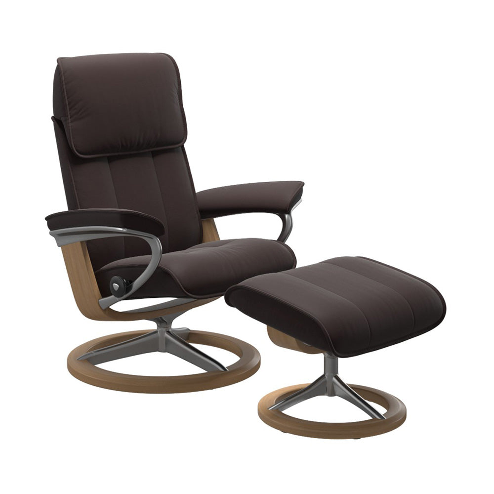 Stressless Admiral Signature Chair & Ottoman Living Room Ekornes Large Paloma Chocolate Oak