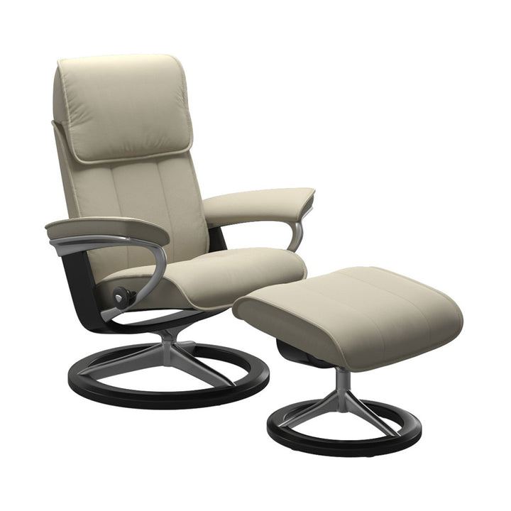 Stressless Admiral Signature Chair & Ottoman Living Room Ekornes Large Paloma Light Grey Black