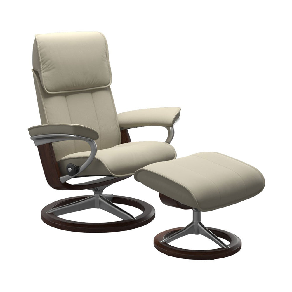 Stressless Admiral Signature Chair & Ottoman Living Room Ekornes Large Paloma Light Grey Brown