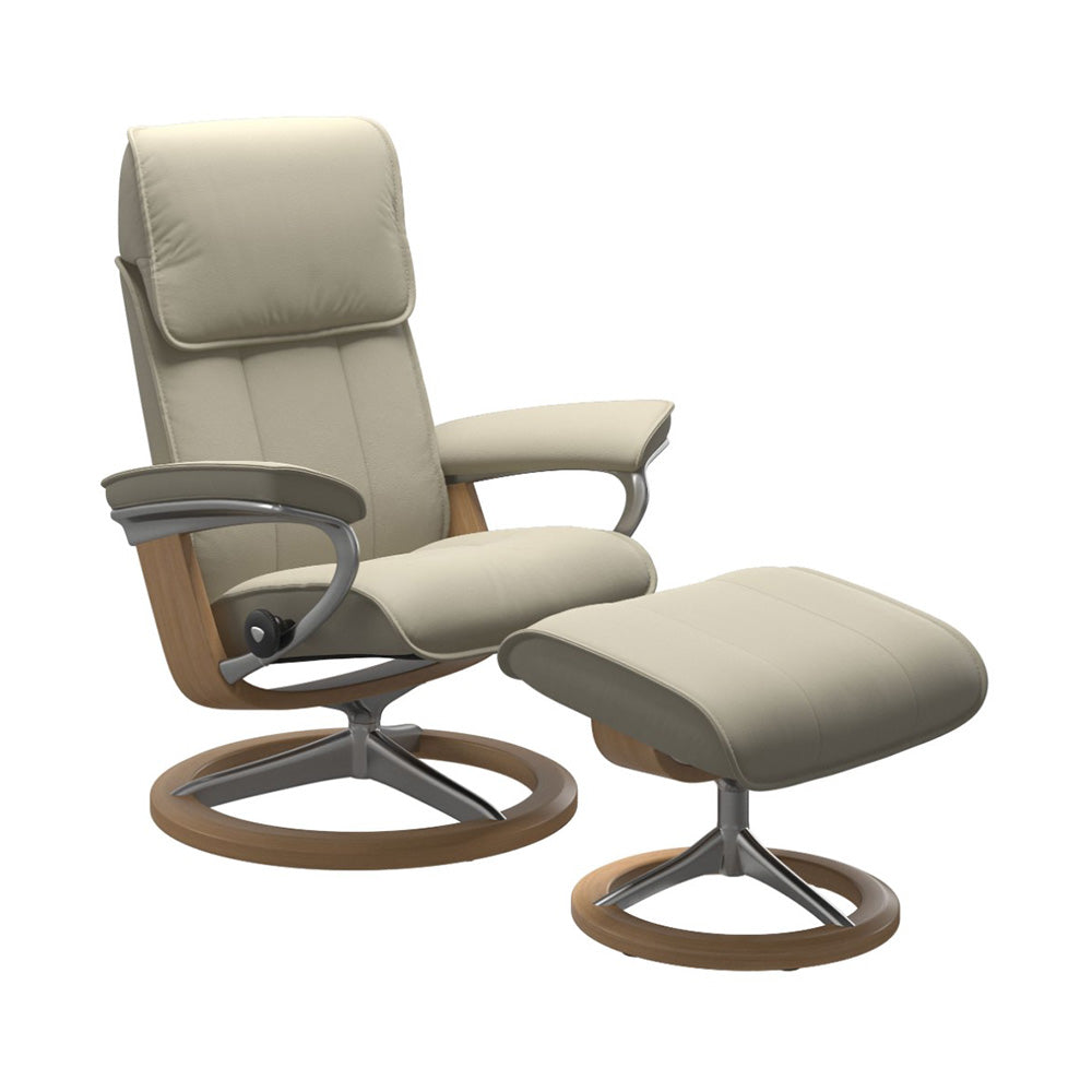 Stressless Admiral Signature Chair & Ottoman Living Room Ekornes Large Paloma Light Grey Oak