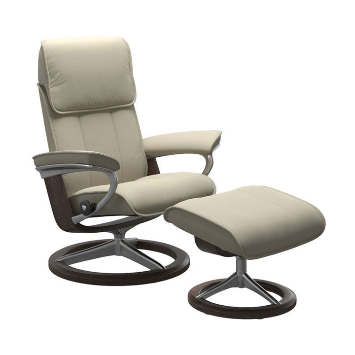 Stressless Admiral Signature Chair & Ottoman Living Room Ekornes Large Paloma Light Grey Wenge