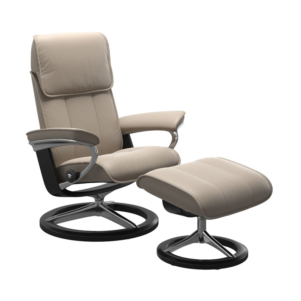 Stressless Admiral Signature Chair & Ottoman Living Room Ekornes Large Paloma Mushroom Black