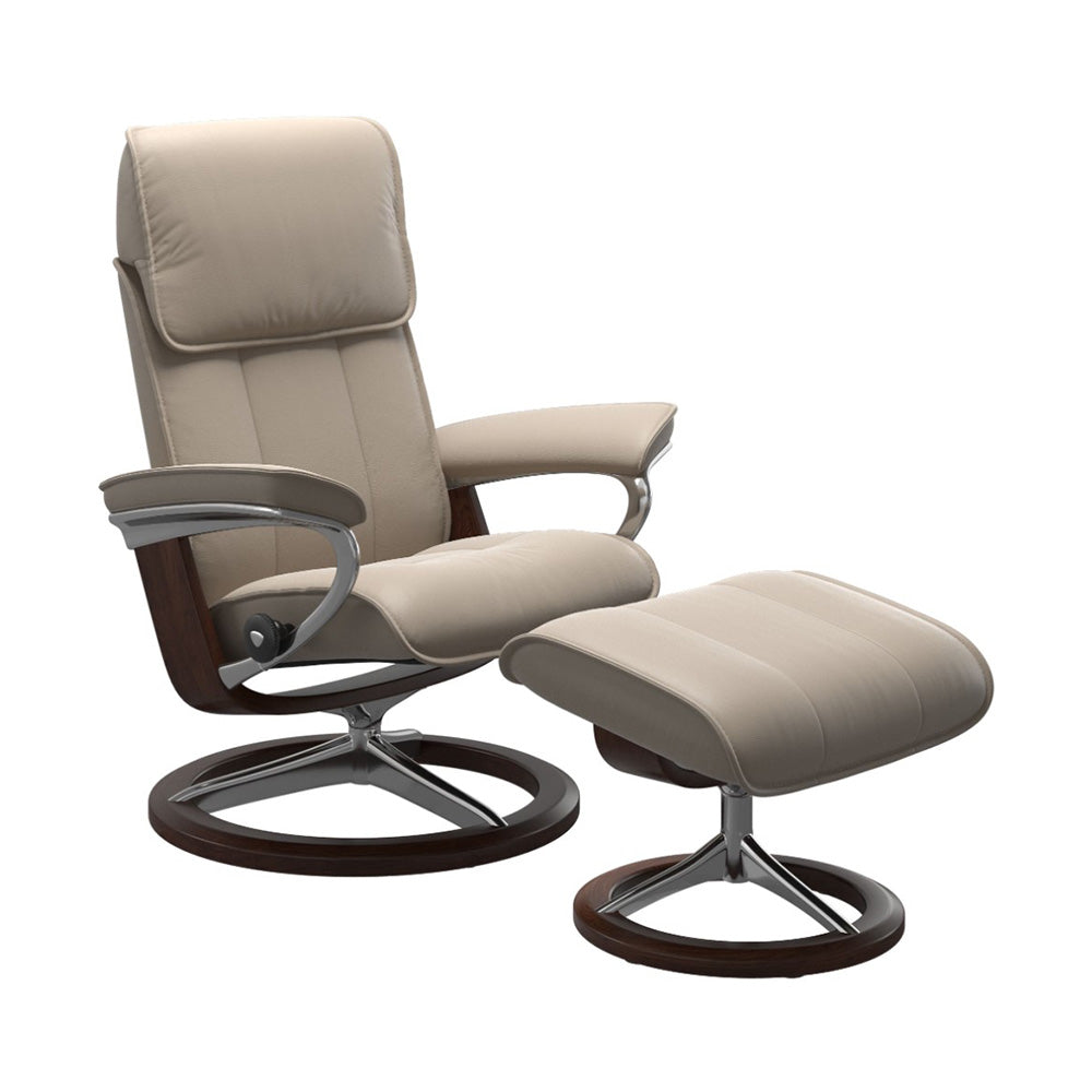 Stressless Admiral Signature Chair & Ottoman Living Room Ekornes Large Paloma Mushroom Brown