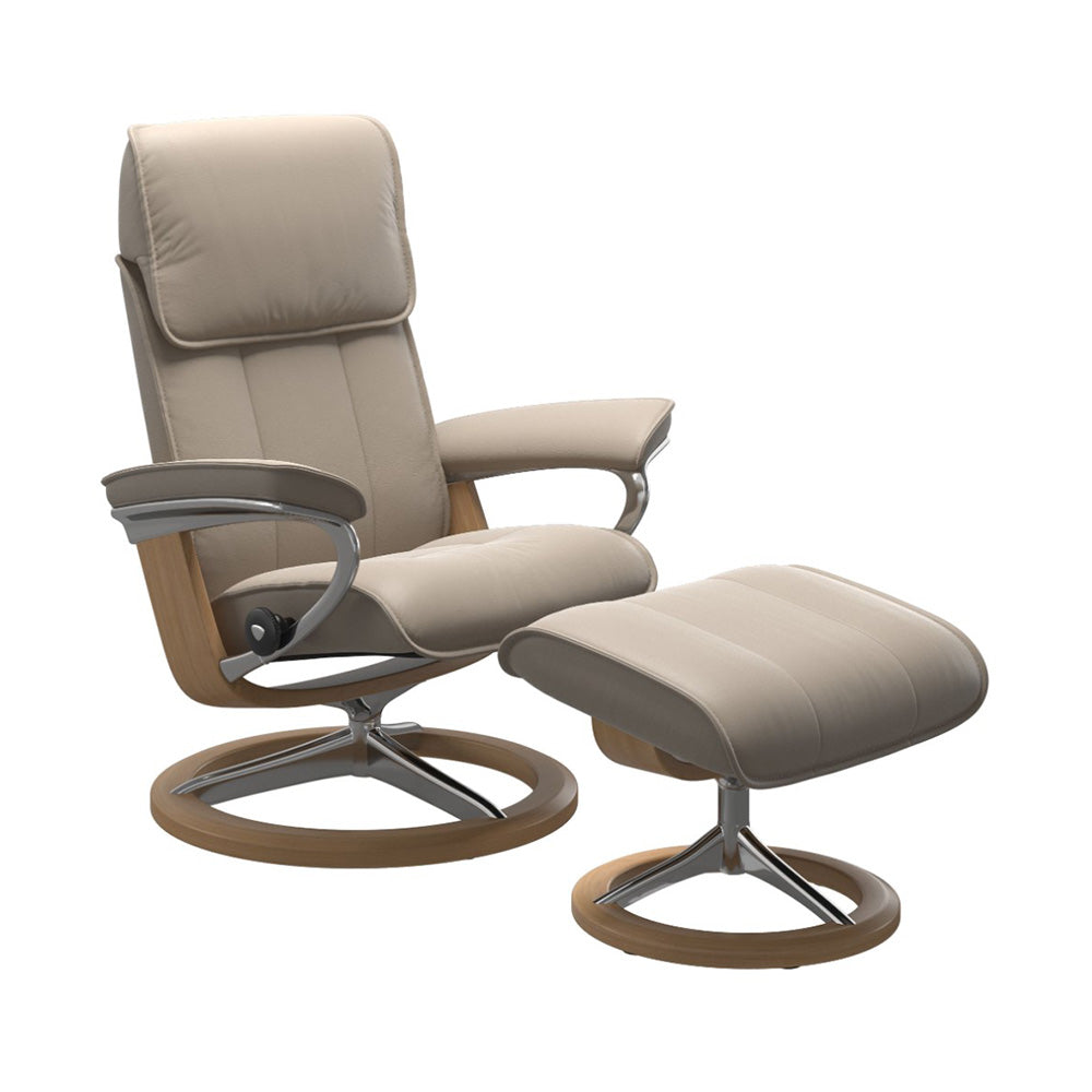 Stressless Admiral Signature Chair & Ottoman Living Room Ekornes Large Paloma Mushroom Oak