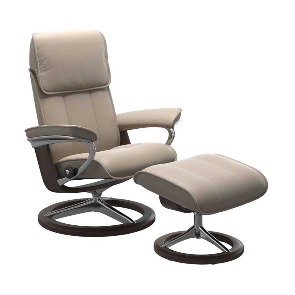 Stressless Admiral Signature Chair & Ottoman Living Room Ekornes Large Paloma Mushroom Wenge