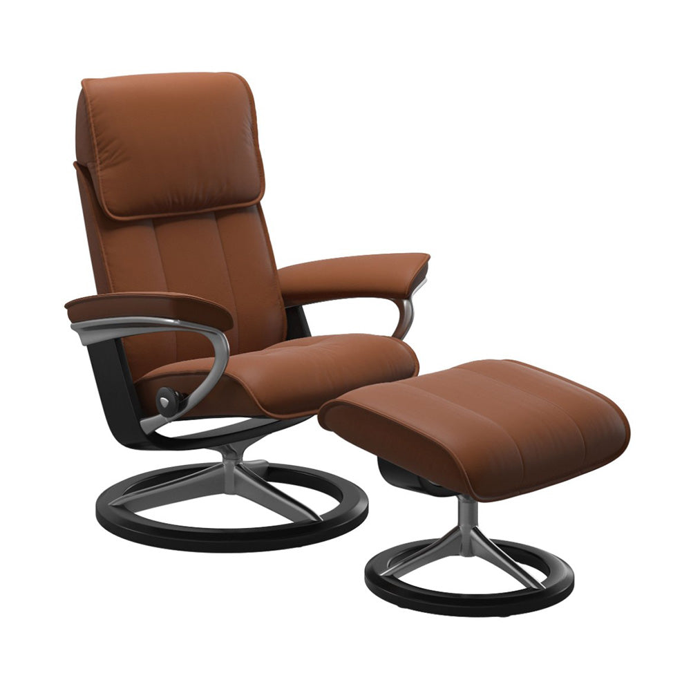 Stressless Admiral Signature Chair & Ottoman Living Room Ekornes Large Paloma New Cognac Black