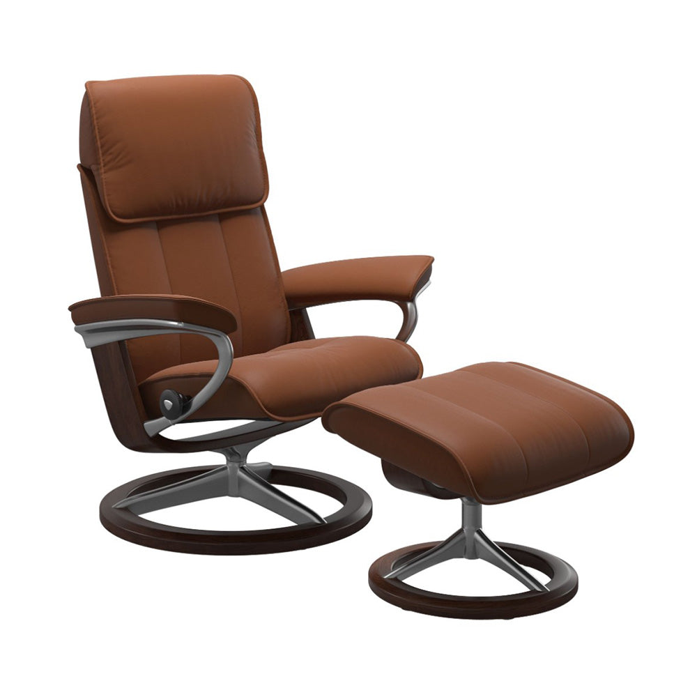 Stressless Admiral Signature Chair & Ottoman Living Room Ekornes Large Paloma New Cognac Brown