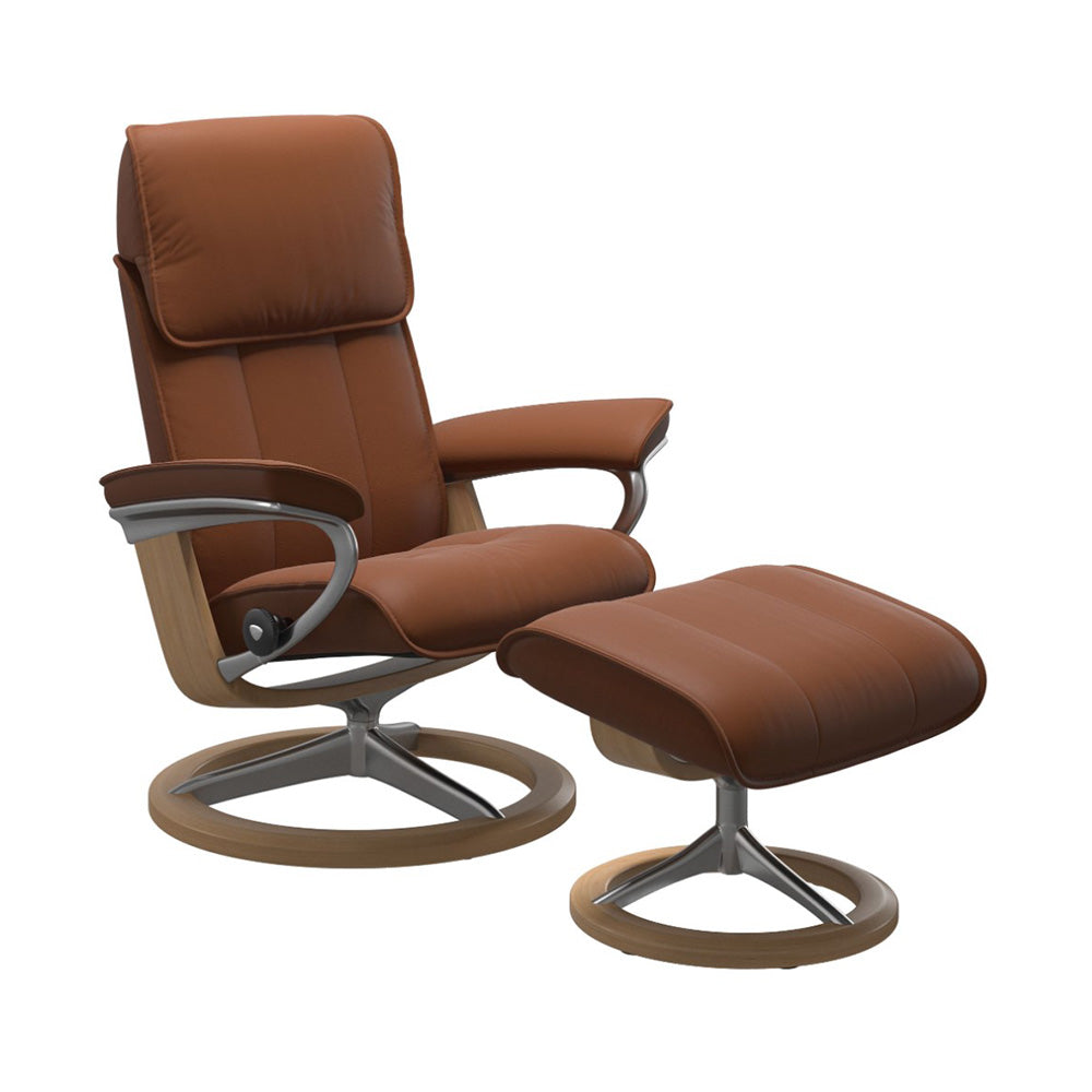 Stressless Admiral Signature Chair & Ottoman Living Room Ekornes Large Paloma New Cognac Oak