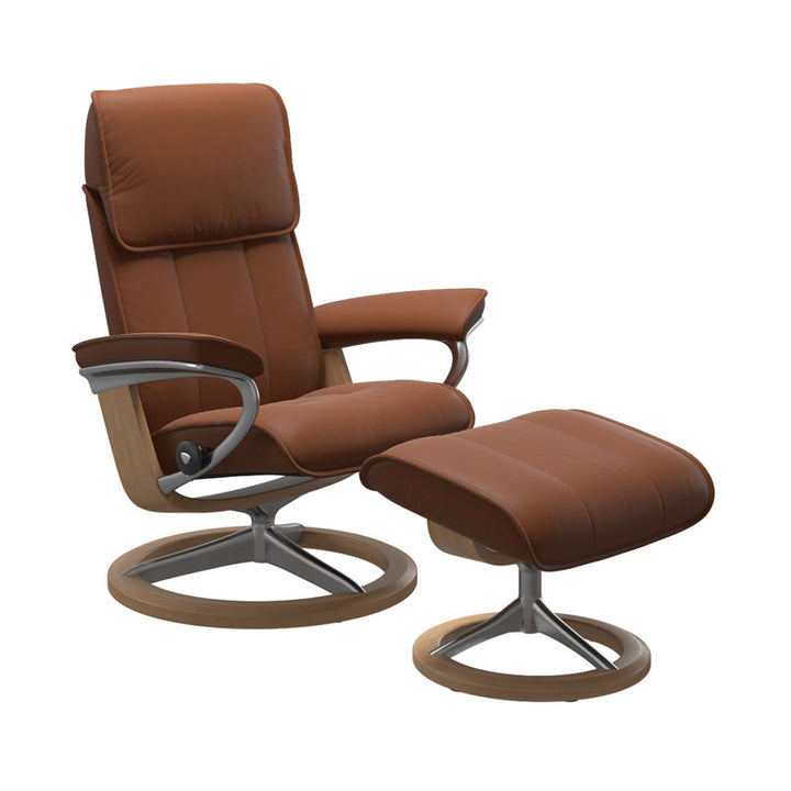 Stressless Admiral Signature Chair & Ottoman Living Room Ekornes Large Paloma New Cognac Oak