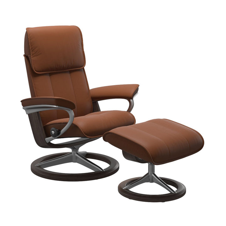 Stressless Admiral Signature Chair & Ottoman Living Room Ekornes Large Paloma New Cognac Wenge