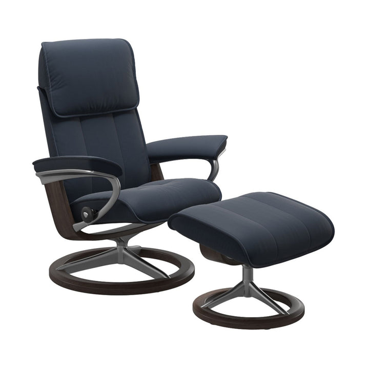 Stressless Admiral Signature Chair & Ottoman Living Room Ekornes Large Paloma Oxford Blue Wenge