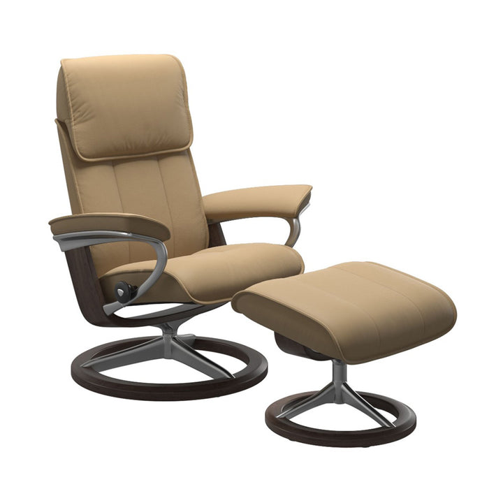 Stressless Admiral Signature Chair & Ottoman Living Room Ekornes Large Paloma Sand Wenge