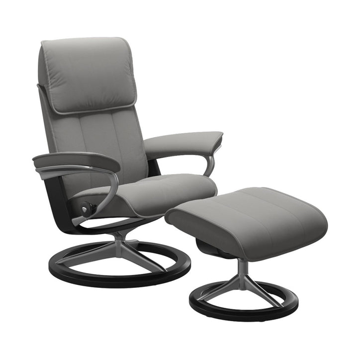 Stressless Admiral Signature Chair & Ottoman Living Room Ekornes Large Paloma Silver Grey Black