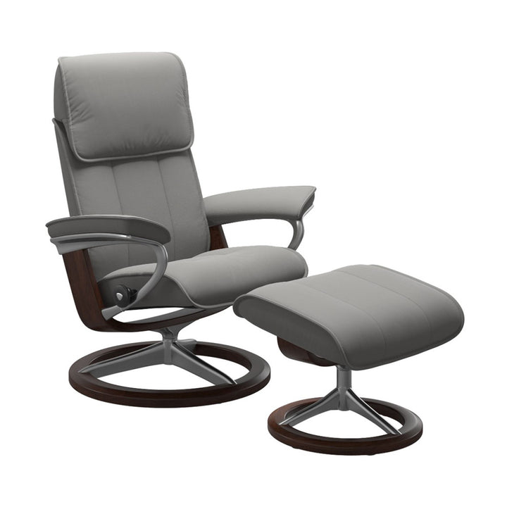 Stressless Admiral Signature Chair & Ottoman Living Room Ekornes Large Paloma Silver Grey Brown