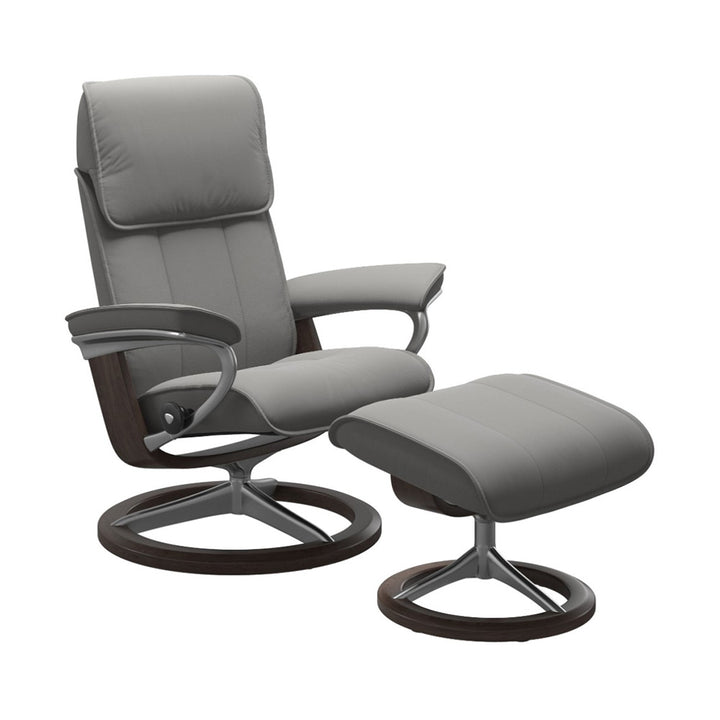 Stressless Admiral Signature Chair & Ottoman Living Room Ekornes Large Paloma Silver Grey Wenge