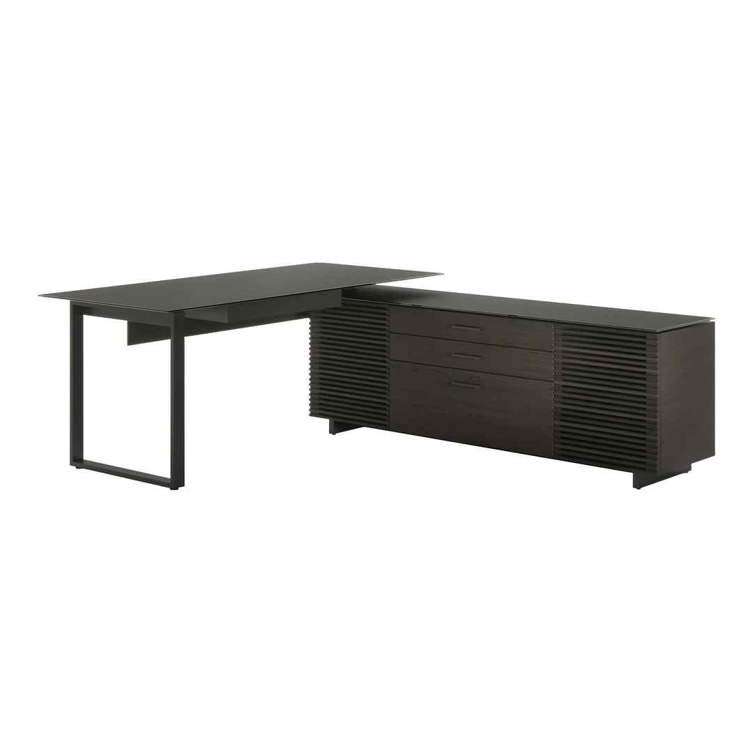Corridor Office 6531 L-Desk Home Office BDI Charcoal Stained Ash