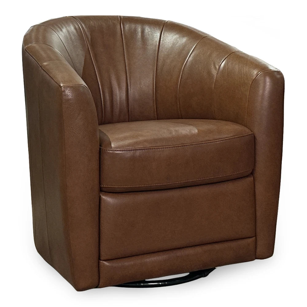 Giada Swivel Chair Living Room Natuzzi #Oregon Cognac Leather