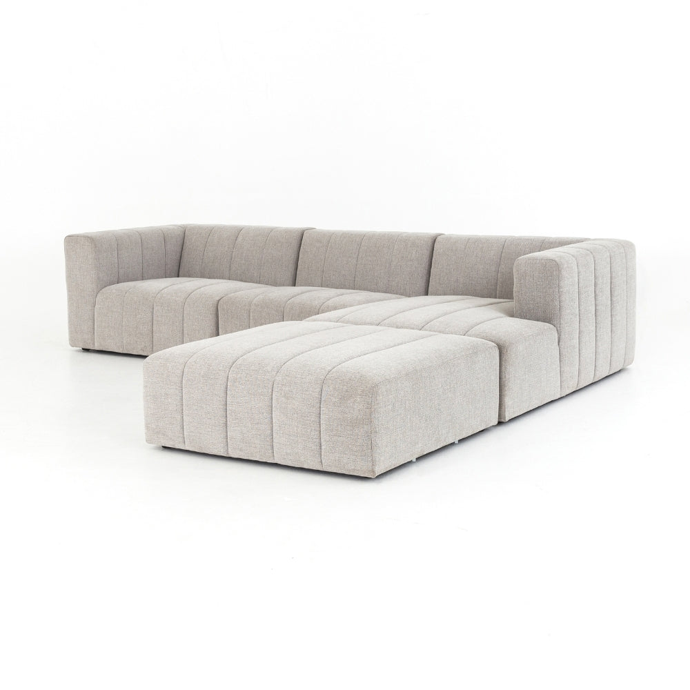 Langham Channeled 3-Pc Sectional with Ottoman Living Room Four Hands Right Arm Facing