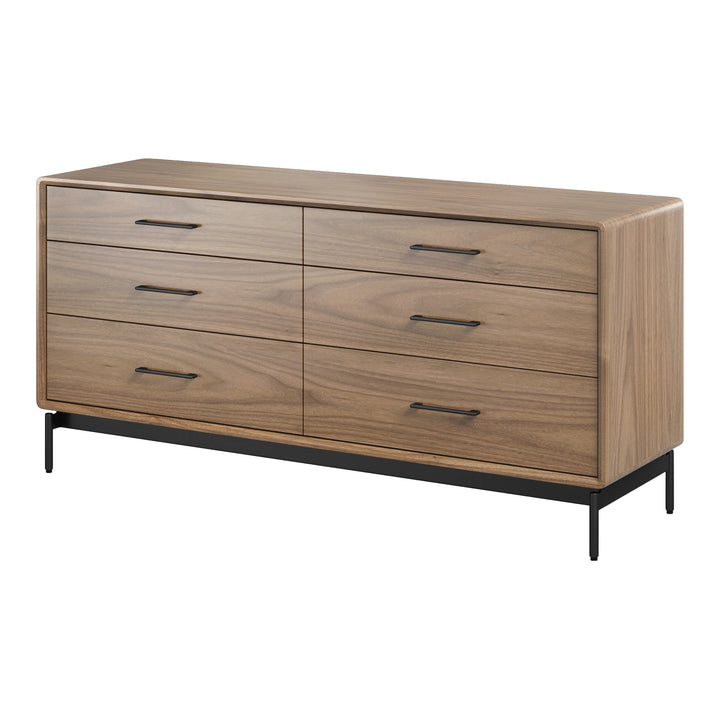 LINQ Bedroom 9186 6-Drawer Dresser Bedroom BDI Natural Walnut