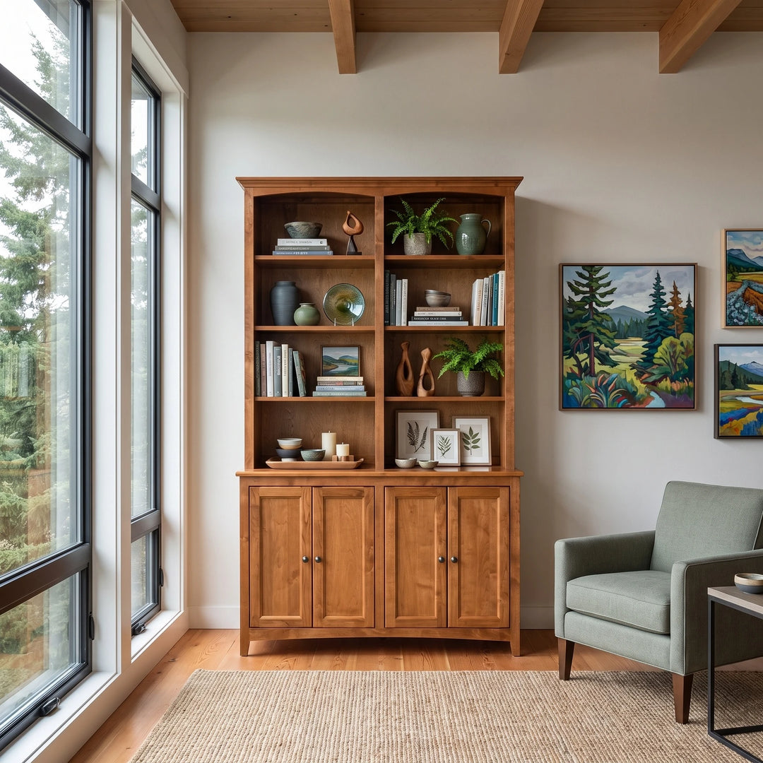 McKenzie 48" Wide Cabinet with Hutch Living Room Whittier Wood