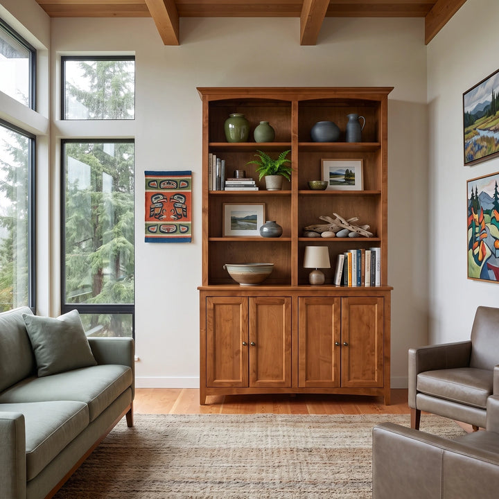 McKenzie 48" Wide Cabinet with Hutch Living Room Whittier Wood