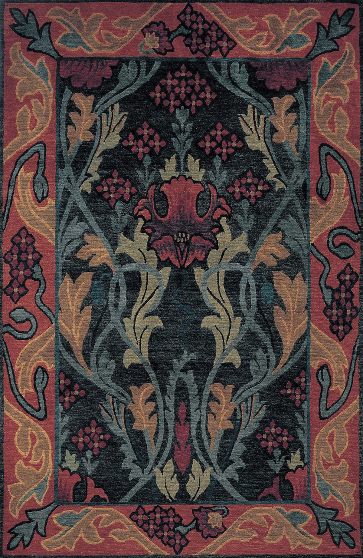 Stickley Bbe Rug Stickley English Garden RU-1010 (Charcoal/Black Bohemian Hand-Knotted ...