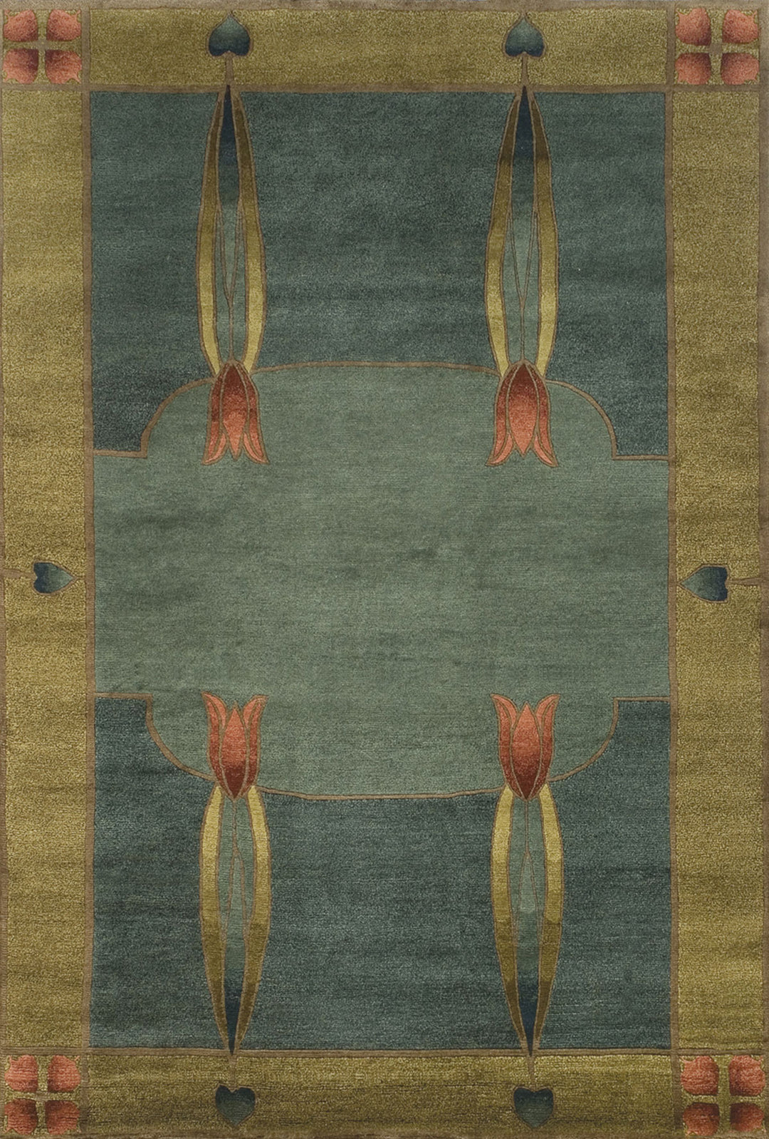 Stickley Bbe Rug Stickley Monterey RU-1390 (Green Modern/Bohemian Hand-Knotted Wool Area ...