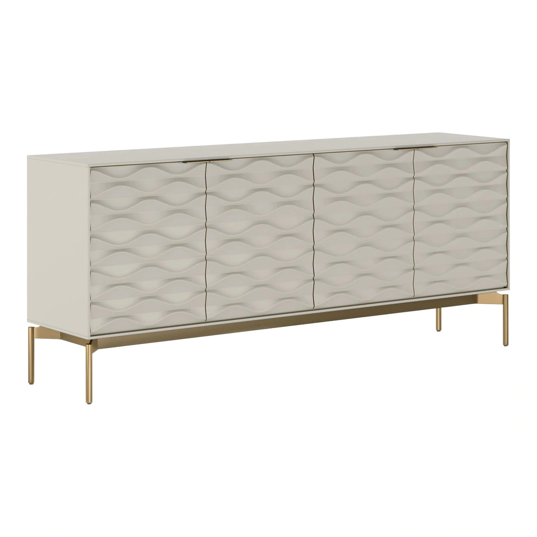 Ripple 7629 Storage Credenza BDI Stone Brushed Brass