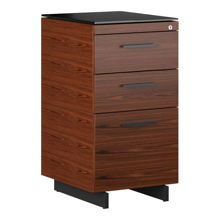 Sequel 20 6114 3-Drawer File Cabinet Home Office BDI Chocolate Stained Walnut Black