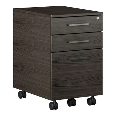 Sequel 20 6107 Mobile File Cabinet Home Office BDI Charcoal Stained Ash Nickel
