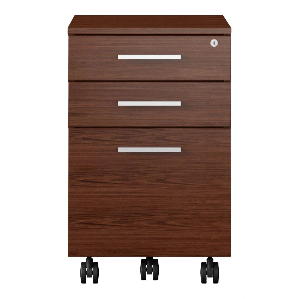 Sequel 20 6107 Mobile File Cabinet Home Office BDI Chocolate Stained Walnut Nickel