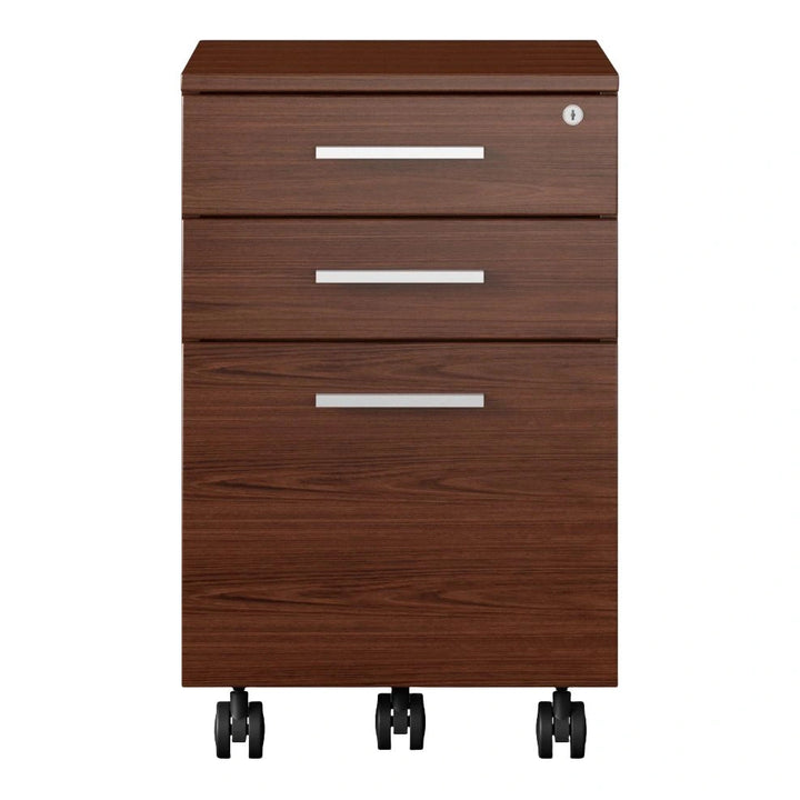 Sequel 20 6107 Mobile File Cabinet Home Office BDI Chocolate Stained Walnut Nickel