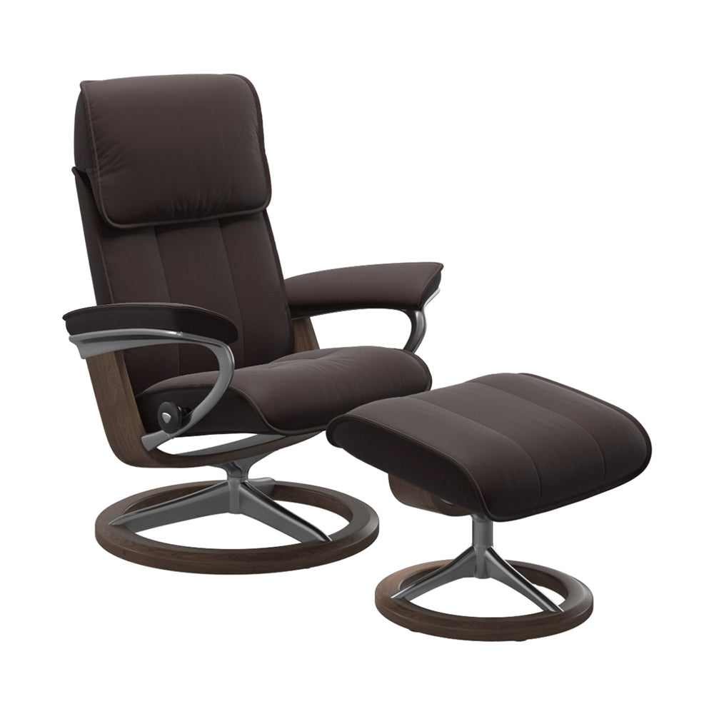 Stressless Admiral Signature Chair & Ottoman Living Room Ekornes Large Paloma Chocolate Walnut