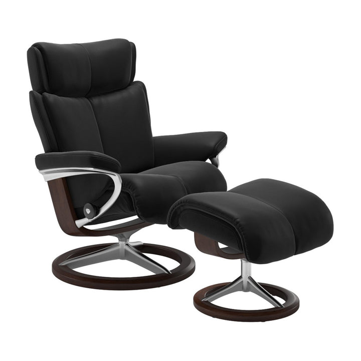 Stressless Magic Signature Chair & Ottoman Living Room Ekornes Large Paloma Black Brown