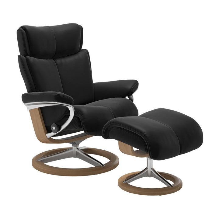 Stressless Magic Signature Chair & Ottoman Living Room Ekornes Large Paloma Black Oak