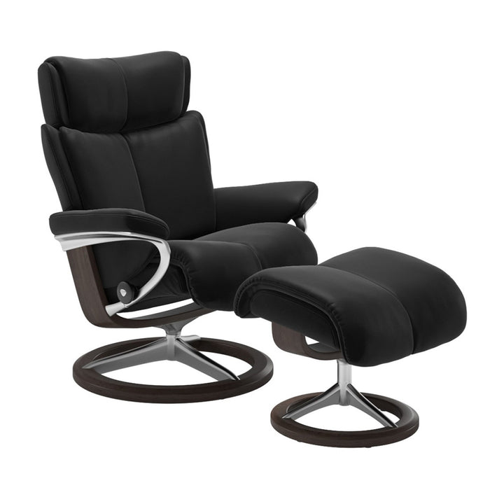 Stressless Magic Signature Chair & Ottoman Living Room Ekornes Large Paloma Black Wenge