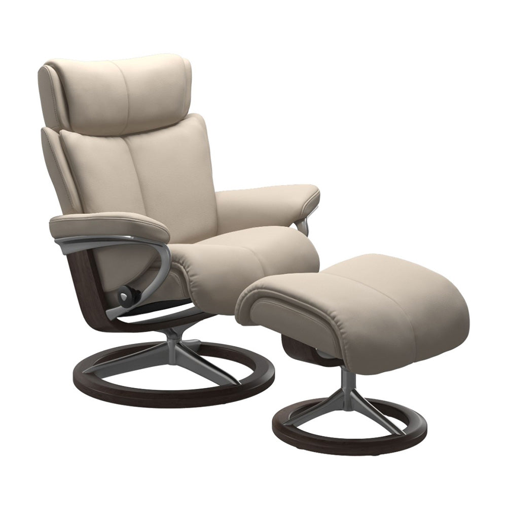 Stressless Magic Signature Chair & Ottoman Living Room Ekornes Large Paloma Fog Wenge