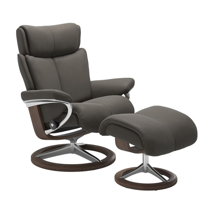 Stressless Magic Signature Chair & Ottoman Living Room Ekornes Large Paloma Metal Grey Walnut