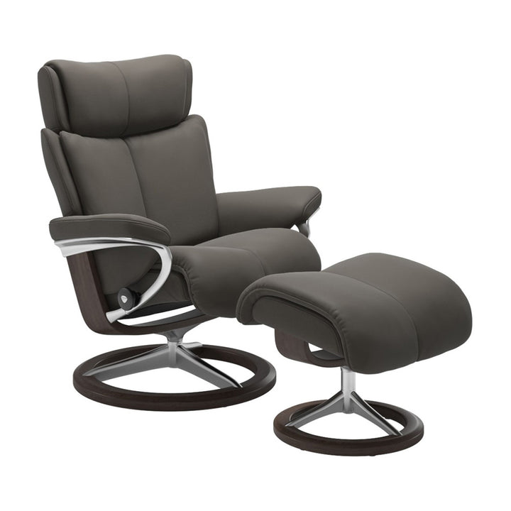 Stressless Magic Signature Chair & Ottoman Living Room Ekornes Large Paloma Metal Grey Wenge