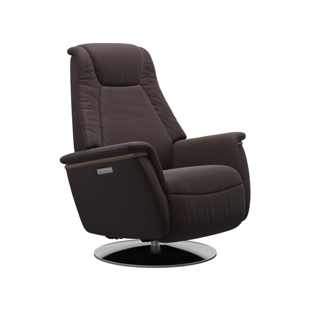 Stressless Max Power Recliner, Steel Base Living Room Ekornes Large Paloma Chocolate Walnut