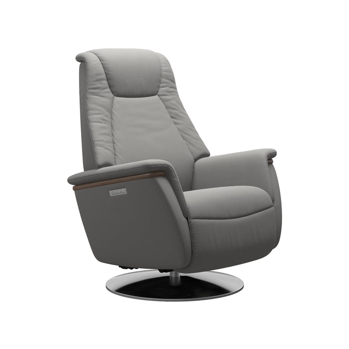 Stressless Max Power Recliner, Steel Base Living Room Ekornes Large Paloma Silver Grey Walnut