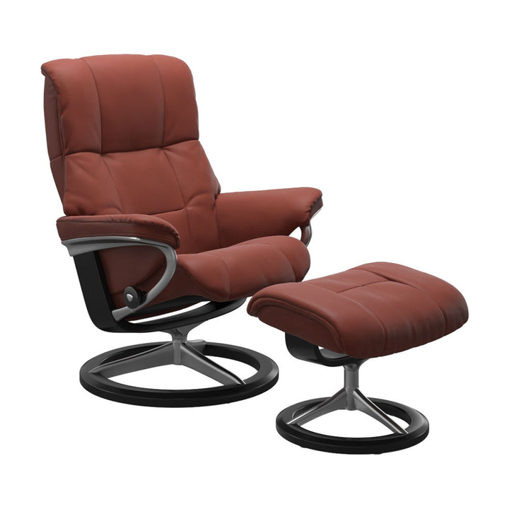 Stressless Mayfair Signature Chair & Ottoman Living Room Ekornes Large Paloma Dark Henna Black