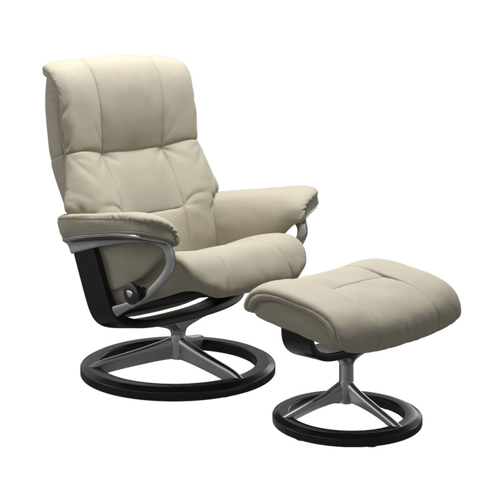 Stressless Mayfair Signature Chair & Ottoman Living Room Ekornes Large Paloma Light Grey Black